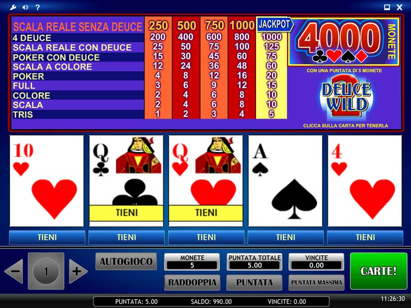 deuces wild video poker