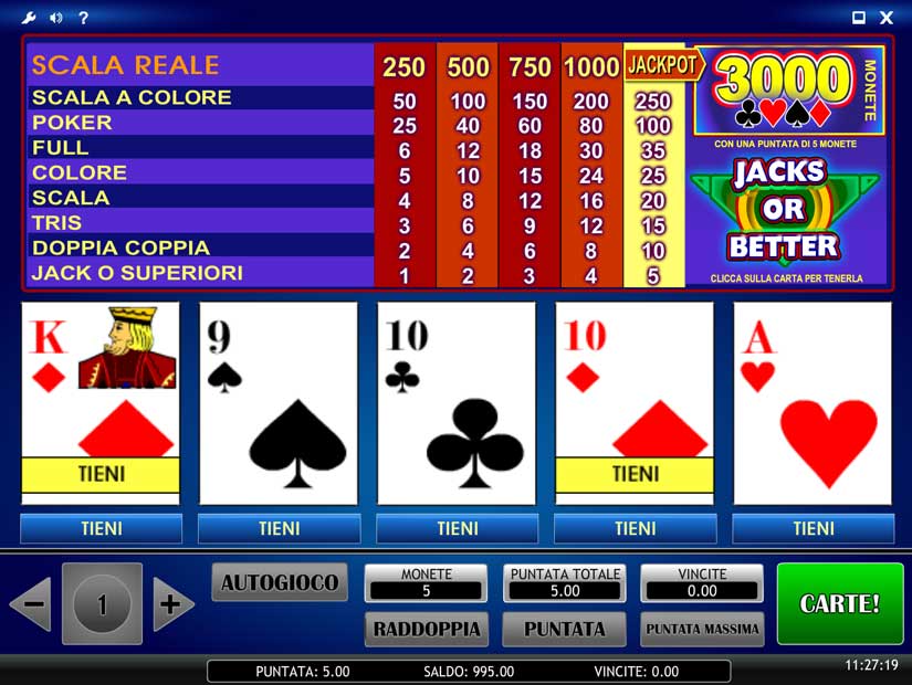 jacks or better video poker